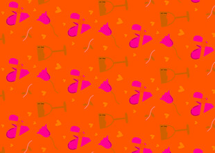 橙色底多彩图案装饰背景