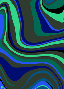 蓝绿渐变抽象波浪图案