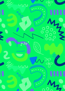 绿色卡通图案无缝背景图