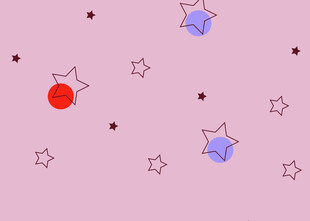 粉色背景上的星星与圆球