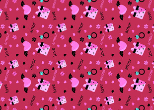 粉色卡通图案背景纹理