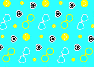 蓝底眼镜花朵图案背景