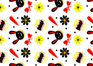 多彩卡通图案无缝背景图