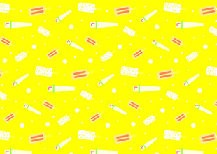 黄色背景文具图案无缝图