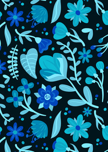 蓝色花卉蝴蝶图案背景