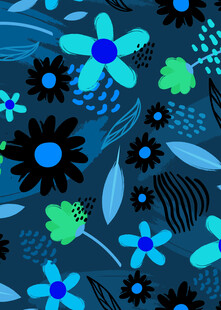 蓝绿花卉图案背景