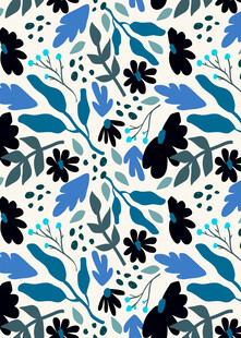 蓝白花卉蝴蝶图案背景