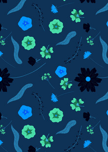 深蓝色花卉图案背景纹理