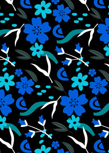 蓝黑花卉图案背景纹理