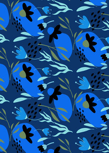 蓝色花卉图案无缝背景