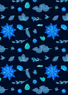蓝色雪花雨滴图案背景