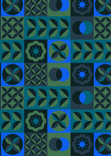 蓝绿几何图案无缝背景