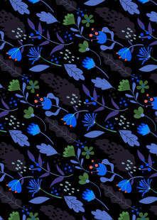 蓝色花卉图案背景纹理