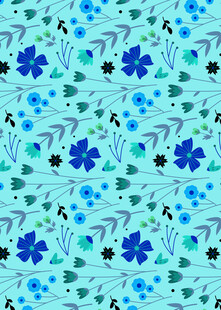 蓝绿花卉图案纹理背景