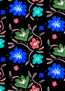 黑色底花卉图案纹理