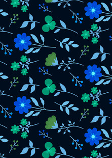 深蓝色花卉图案背景纹理