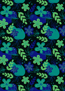 蓝绿花卉图案背景纹理