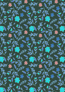 深绿底多彩花卉图案纹理