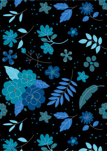 蓝色花卉图案背景纹理