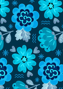 蓝色花卉图案背景花纹