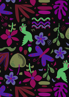 多彩植物花卉抽象图案