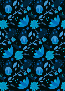 蓝色花卉图案背景纹理