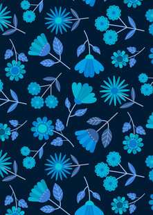 蓝色花卉图案背景纹理