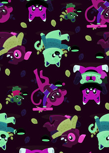 多彩卡通怪物图案背景