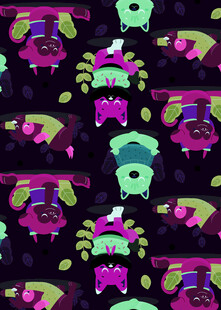 多彩卡通图案背景织物