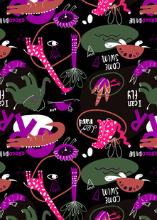 多彩恐龙图案无缝背景