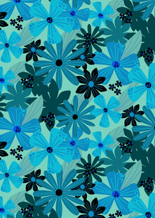 蓝色花卉植物图案背景