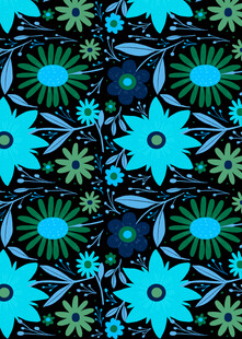 蓝绿花卉几何图案纹理