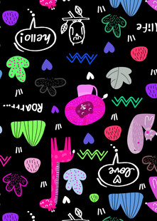 多彩手绘风厨房用品图案