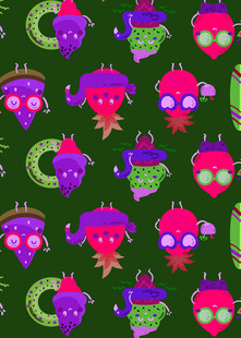 多彩外星生物图案背景