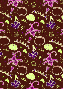 多彩花卉藤蔓图案背景