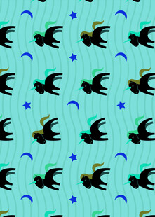 蓝底飞燕星星图案背景