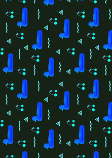 蓝色图案构成的黑色背景纹理