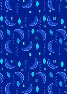 蓝色星月图案无缝背景