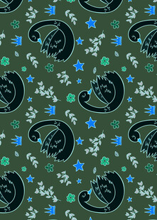 绿色底星星月亮图案背景