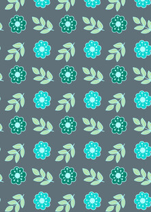 蓝绿花卉几何图案背景