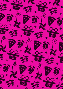 粉色背景的卡通食物图案