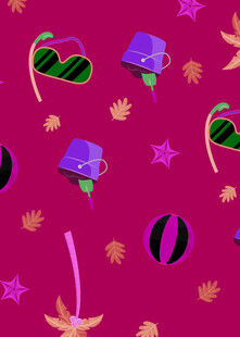 粉色背景趣味夏日元素图案