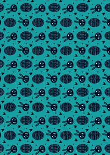 蓝绿色骷髅图案无缝背景