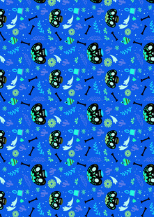 蓝色背景卡通图案纹理