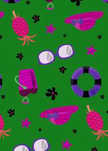 绿色背景海洋元素图案