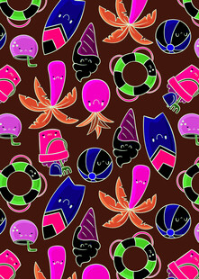 多彩海洋元素图案背景