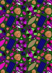 多彩卡通图案无缝背景图