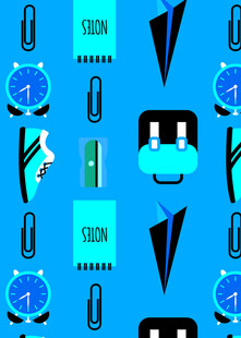 蓝色办公元素无缝图案