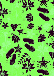 绿色底海洋元素图案背景