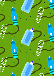 绿色背景的文具图案